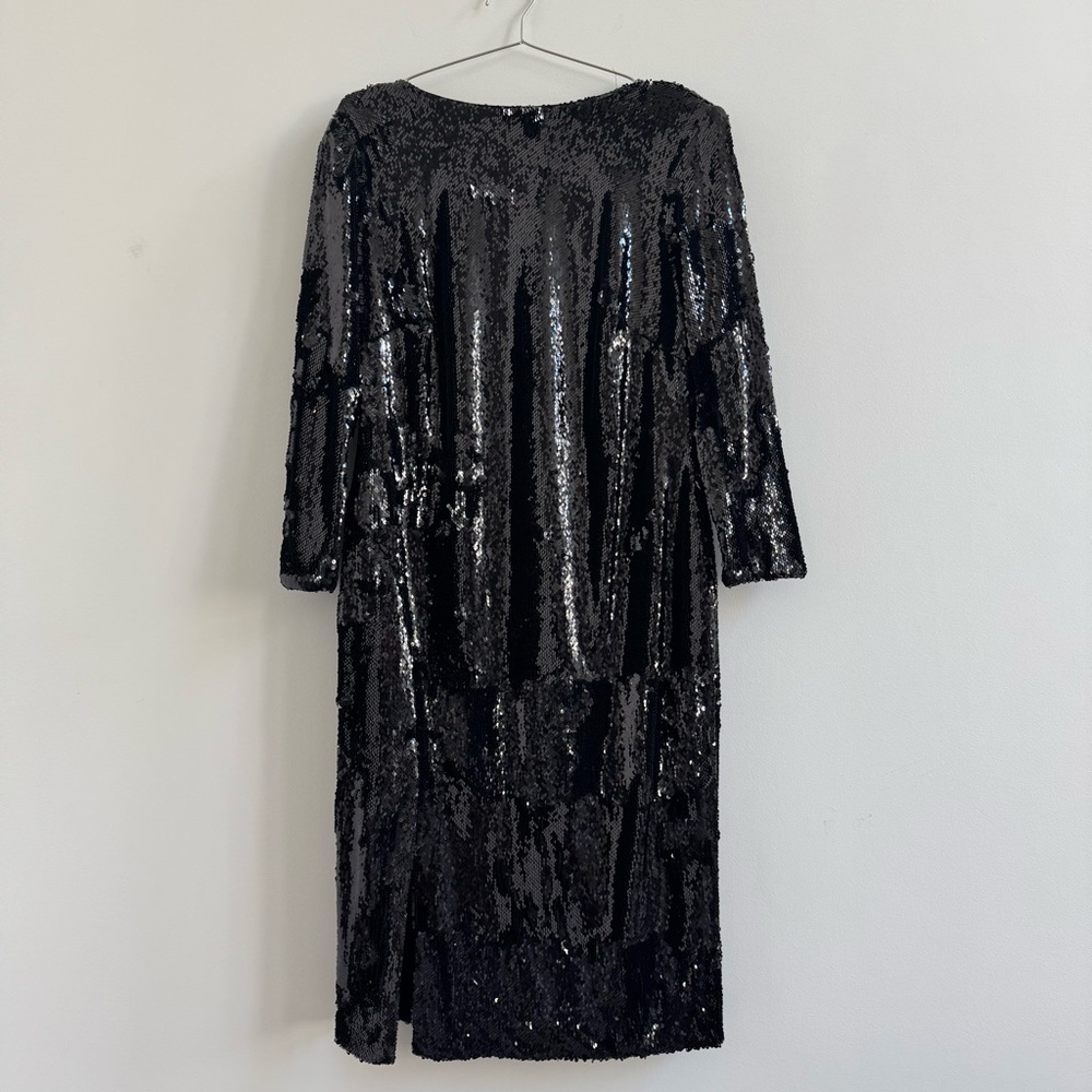 Dress the Population Black Sequin Long Sleeve Midi Dress